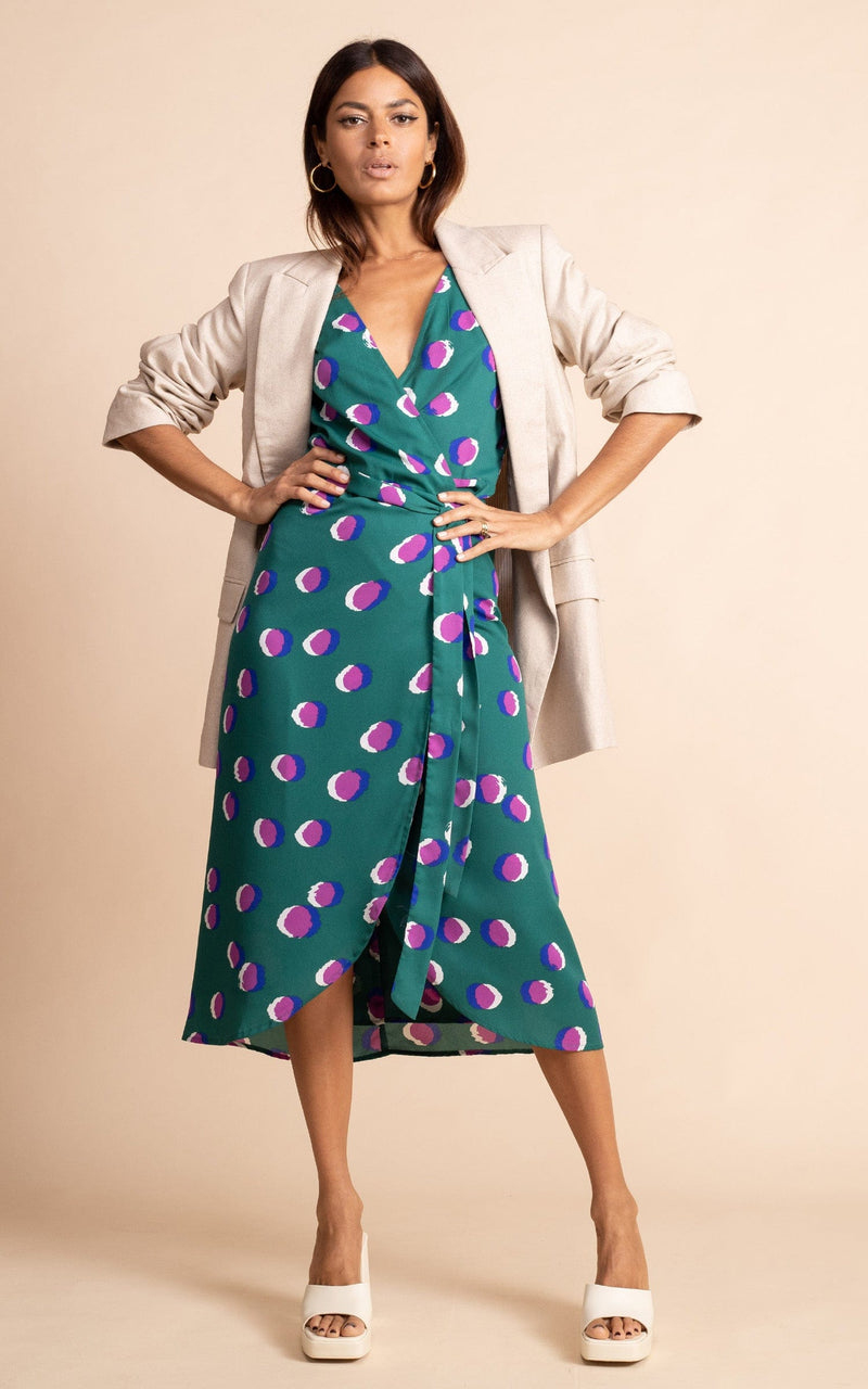 Olivera Midi Dress in Polka Dot Purple ...